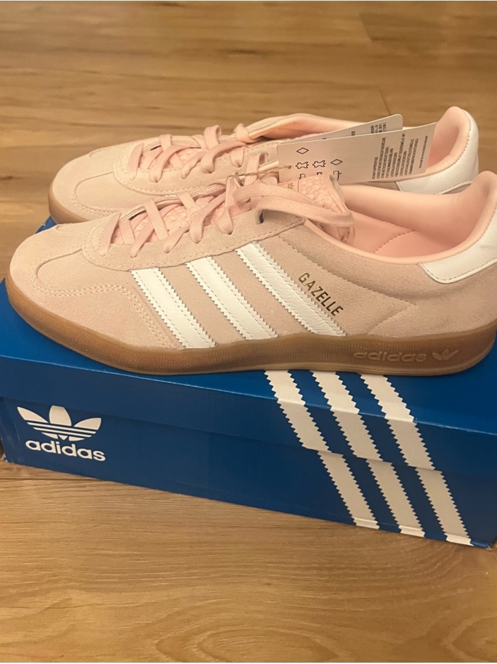 adidas Gazelle Women's Blush Pink Suede Sneakers with White Stripes